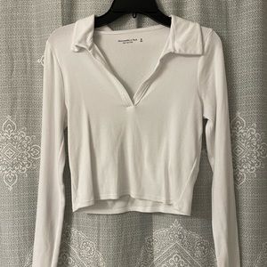 Abercrombie & Fitch Collared Rib Knit Top